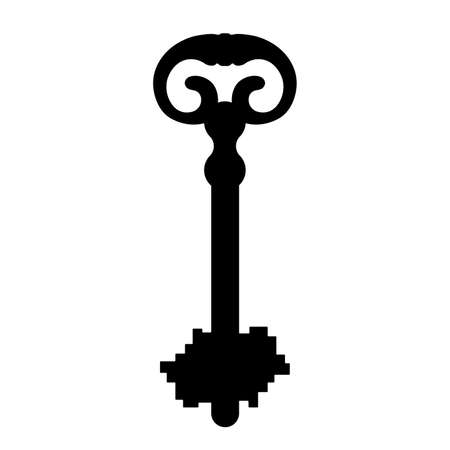 Key silhouette on white background. Vector illustrationのイラスト素材