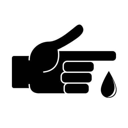 Finger with blood drop on white background. Vector illustrationの写真素材