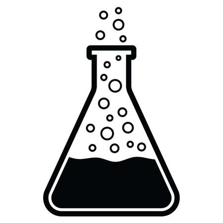 A conical Erlenmeyer flask on a white background. Vector illustrationのイラスト素材