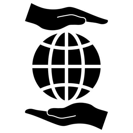Hands protect the Earth on a white background. Vector illustrationのイラスト素材