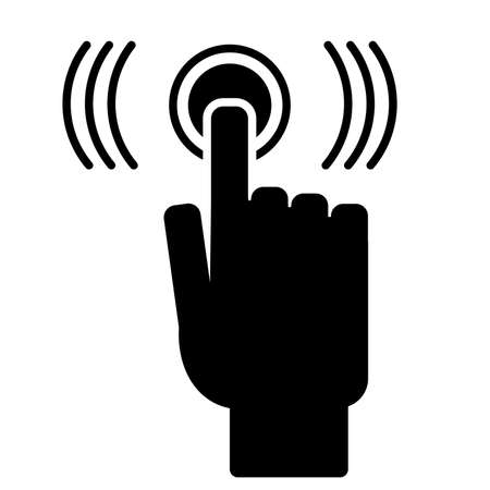 The finger presses the button. Vector illustrationのイラスト素材