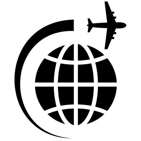 Symbolic image of the planet and the airplane. Travel and business concept. Vector illustrationのイラスト素材