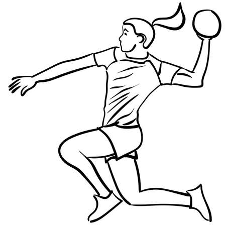 Handball player with the ball in attack. Vector illustrationのイラスト素材