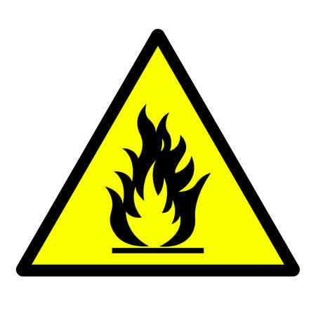 The danger sign of inflammable materials on the yellow triangle. Vector illustrationの写真素材