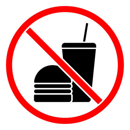 No eating or drinking, prohibition sign. Vector illustration. Vector illustrationのイラスト素材