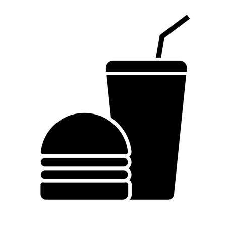 Symbolical image of a hamburger and a glass with a drink. Vector illustrationのイラスト素材