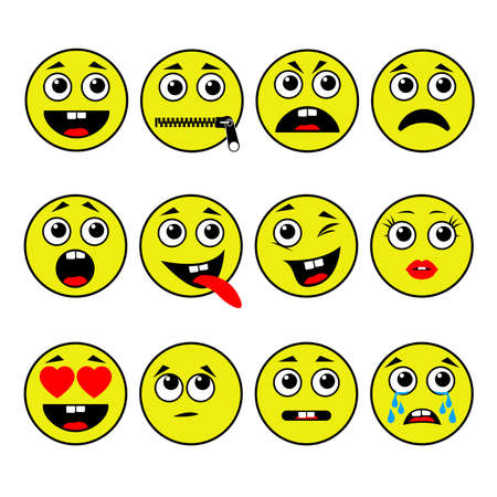 Set of emoticons on a white background. Vector illustrationのイラスト素材