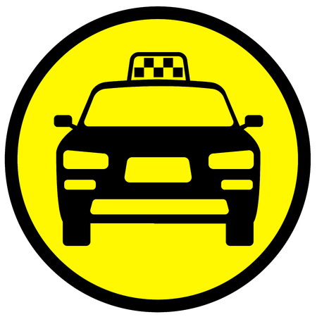 Icon with the image of a taxi car. Vector illustrationのイラスト素材