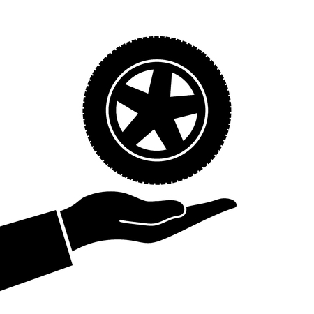 Hand holds wheel vector illustrationのイラスト素材