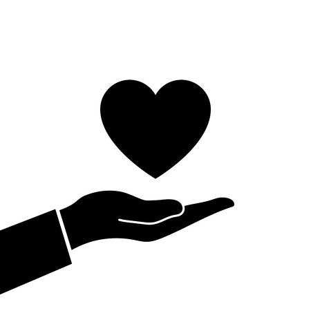 Heart in hand. Vector illustration on white backgroundのイラスト素材