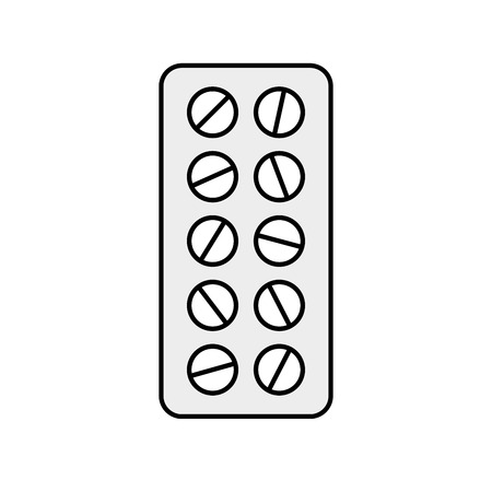 Pills in blister on white background. Vector illustrationのイラスト素材