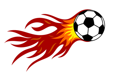 Soccer ball in fire. Vector illustration on white backgroundのイラスト素材