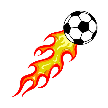 Soccer ball in fire. Vector illustration on white backgroundのイラスト素材