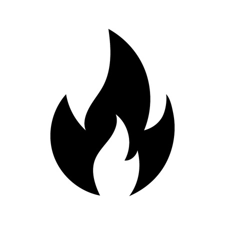 Fire. Black icon isolated on white background. Vector illustrationのイラスト素材