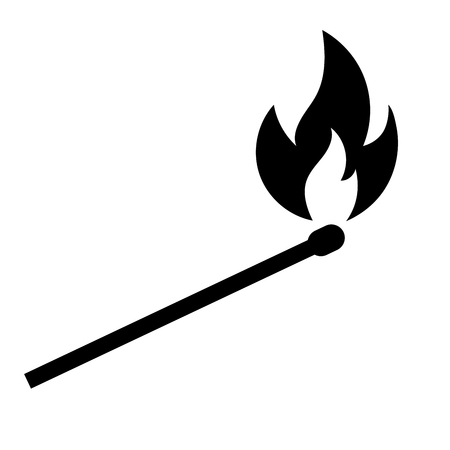 Burning match. Icon on white background. Vector illustrationのイラスト素材