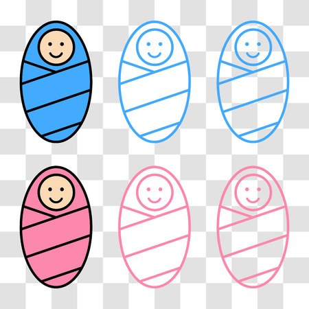 Newborn baby wrapped in a blanket. Icon. Vector illustrationのイラスト素材
