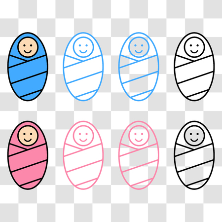 Newborn baby wrapped in a blanket. Icon. Vector illustrationのイラスト素材
