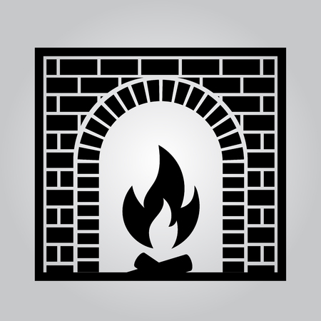 Classic brick fireplace. The element of the interior living room. Vector illustrationのイラスト素材