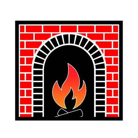 Classic brick fireplace. The element of the interior living room. Vector illustrationのイラスト素材