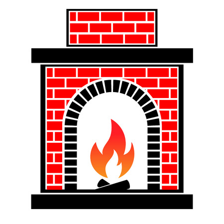 Classic brick fireplace. The element of the interior living room. Vector illustrationのイラスト素材