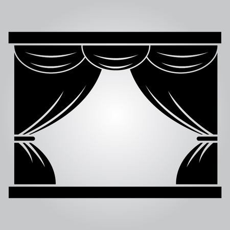 Curtain on theatrical scene. Icon. Vector illustrationのイラスト素材