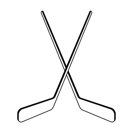 Two crossed hockey sticks in a white background. Vector illustrationのイラスト素材