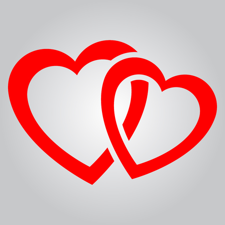Two red vector hearts as illustration of romantic loveのイラスト素材