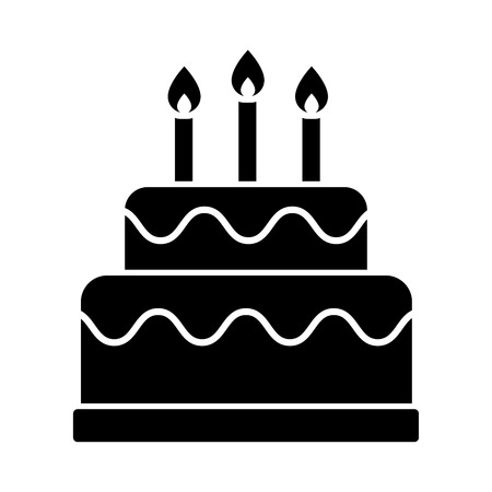 Cake with candles for birthday. Vector illustrationのイラスト素材