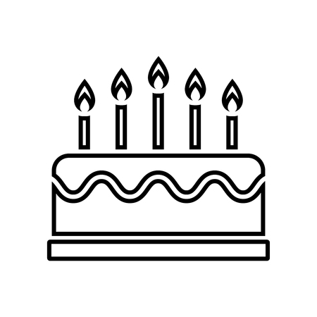 Cake with candles for birthday. Vector illustrationのイラスト素材
