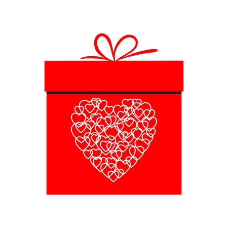 Gift box and heart symbol for Valentines day. Vector illustrationのイラスト素材