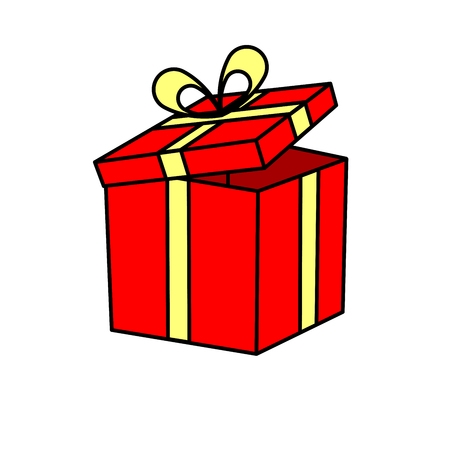 Gift box with ribbon isolated on white. Vector illustrationのイラスト素材