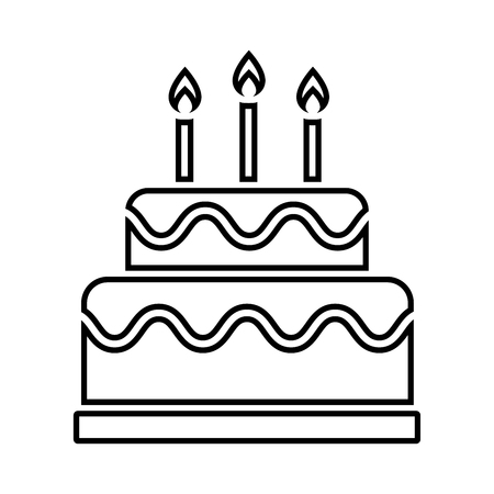 Cake with candles for birthday. Vector illustrationのイラスト素材