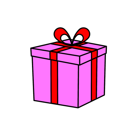 Gift box with ribbon isolated on white. Vector illustrationのイラスト素材