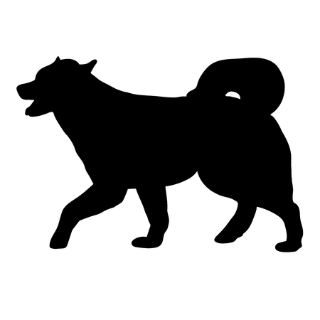 Silhouette of a dog of breed Alaskan Malamuteのイラスト素材