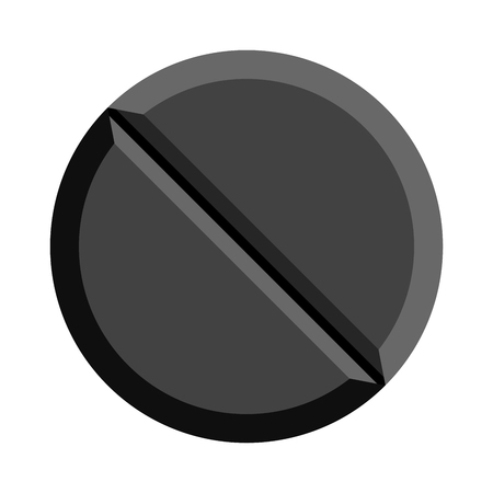 Black round pill on white background. Vector illustrationのイラスト素材