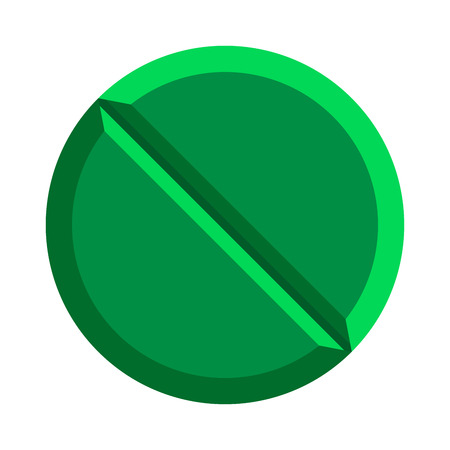Green round pill on white background.のイラスト素材