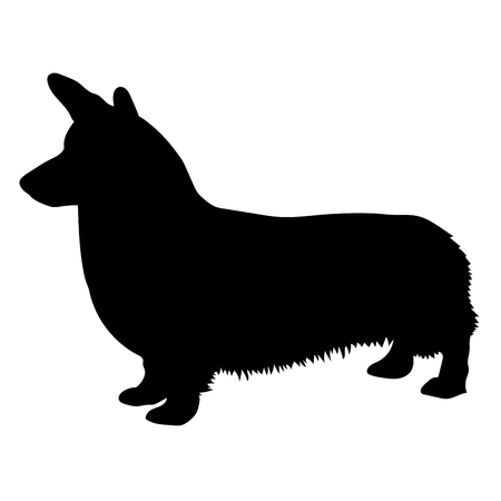 Silhouette of a dog of breed Pembroke Welsh Corgi.のイラスト素材