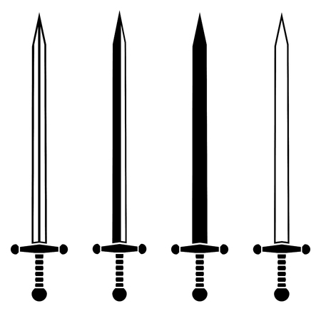 Set of knight swords isolated on white background. Vector illustrationのイラスト素材