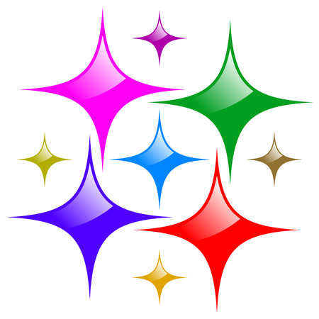 Shining stars on white background, sign of purity and gloss.のイラスト素材