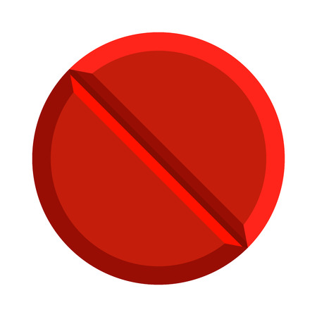 Red round pill on white background.のイラスト素材