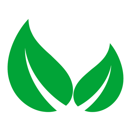 Green leaves on white background. Icon.のイラスト素材