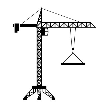 Construction crane isolated on white background. Vector illustrationのイラスト素材
