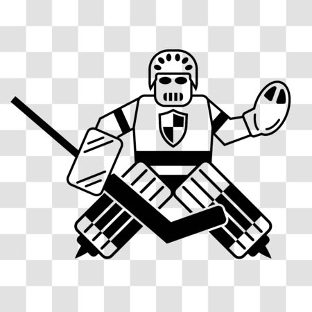 Hockey goalkeeper isolated on a transparent background. Vector illustrationのイラスト素材