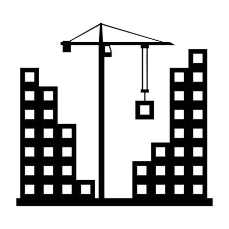 Construction of houses. Icon on white background. Vector illustrationのイラスト素材