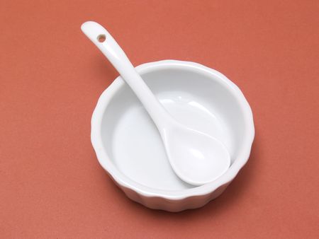 ceramic pot with spoonの写真素材