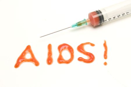 Syringe with bloodの写真素材