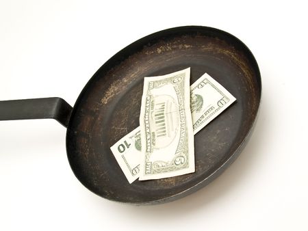 	 skillet with dollarsの写真素材