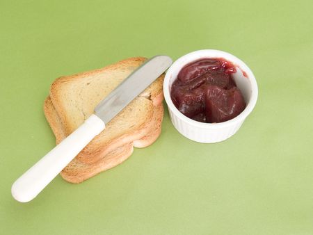 jam, toast and knifeの写真素材
