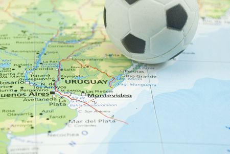 soccer ball on mapの写真素材