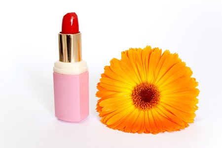 lipstick and gerberaの写真素材